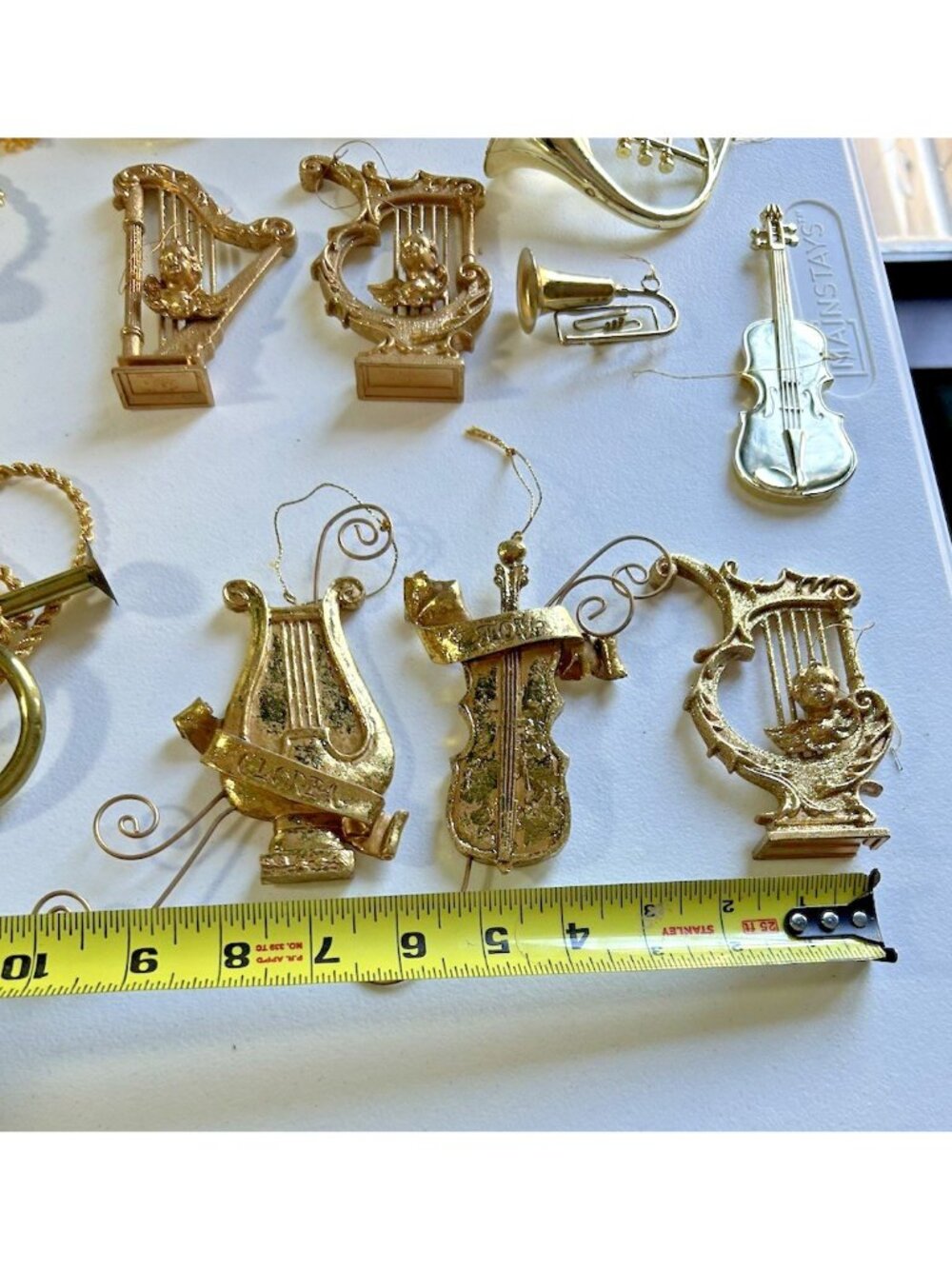 Vintage Lot of 24 Gold Metallic Musical Instrument Themed Christmas Ornaments - Picture 7 of 12